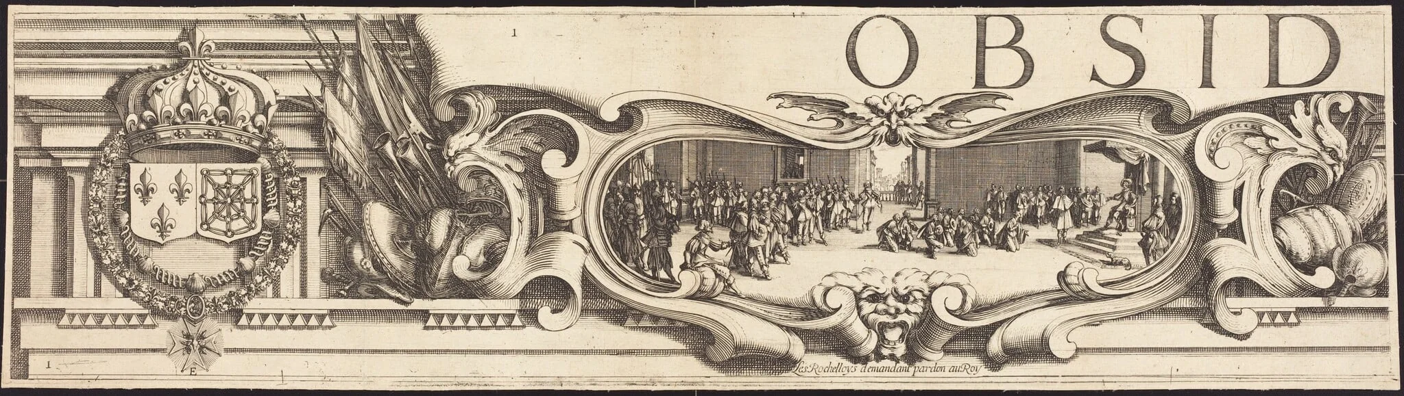 The Siege of La Rochelle [plate 1 of 16; set comprises 1952.8.97-112], detail