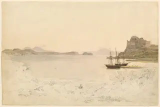 The Gulf of Pozzuoli, by Johann Heinrich Schilbach, graphite, 1825