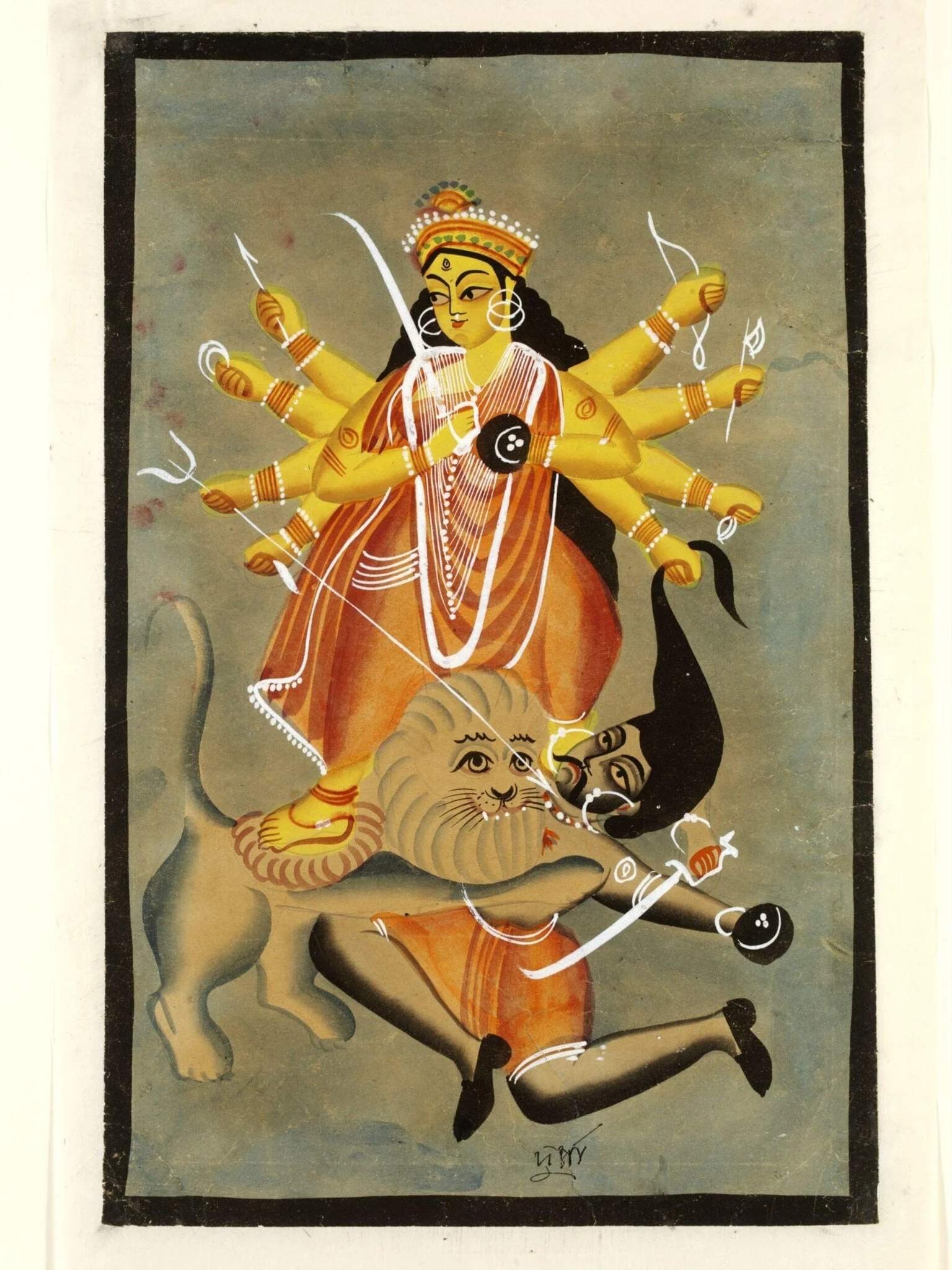 Durga and Mahishasura, detail