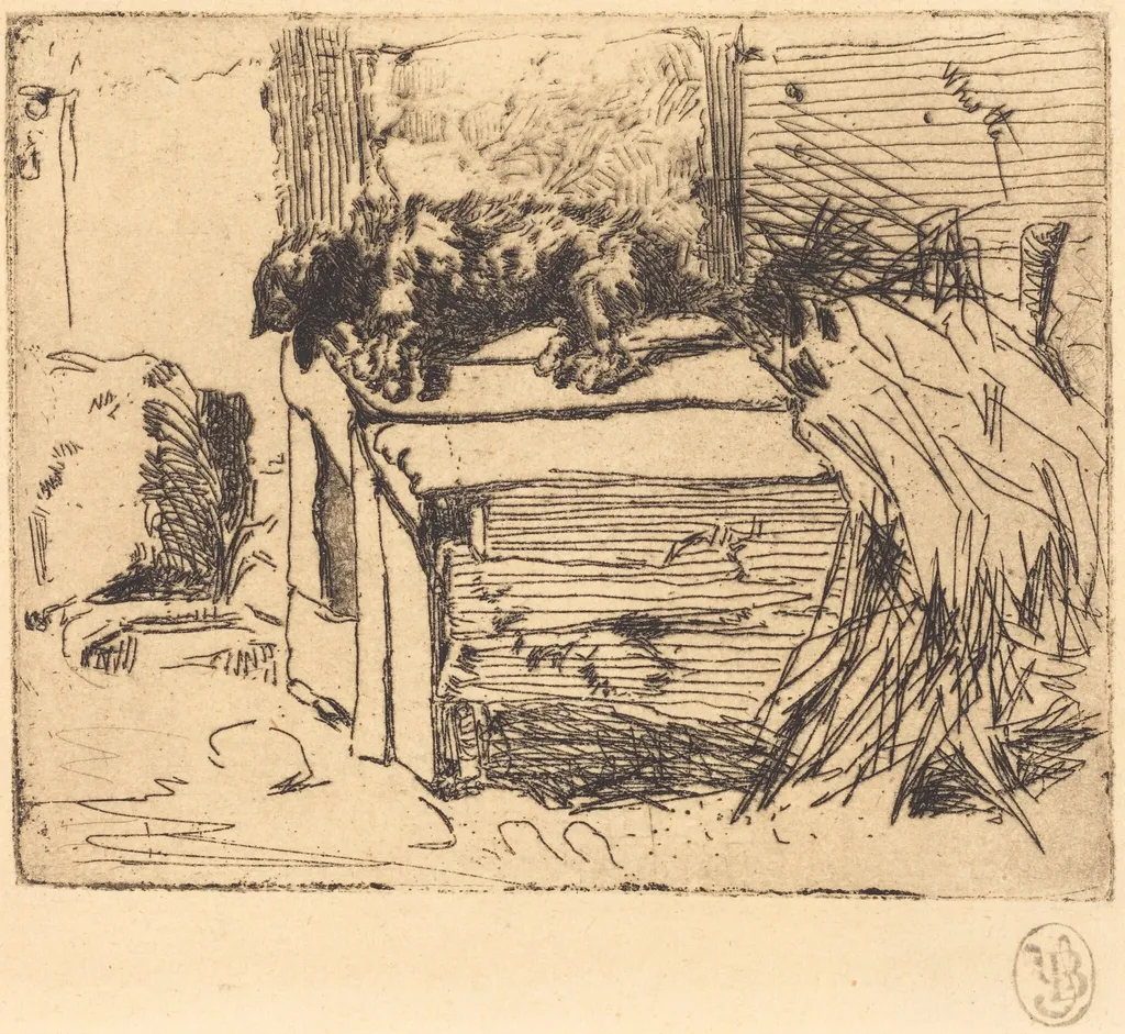 The Dog on the Kennel, by James McNeill Whistler, ink, 1858