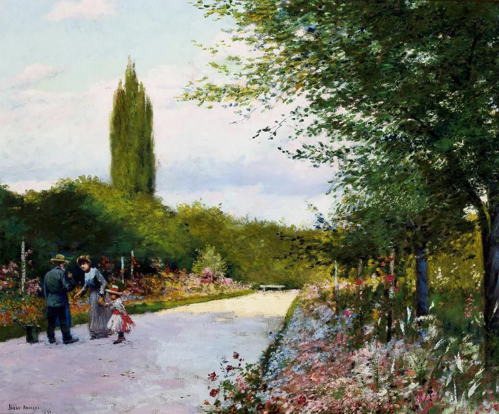 In the Garden, by Józef Rapacki, oil, 1896