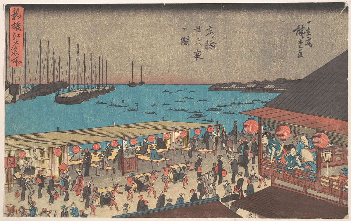 新撰江戸名所 高輪廿六夜之図|Takanawa Ni-ju-roku Ya, detail