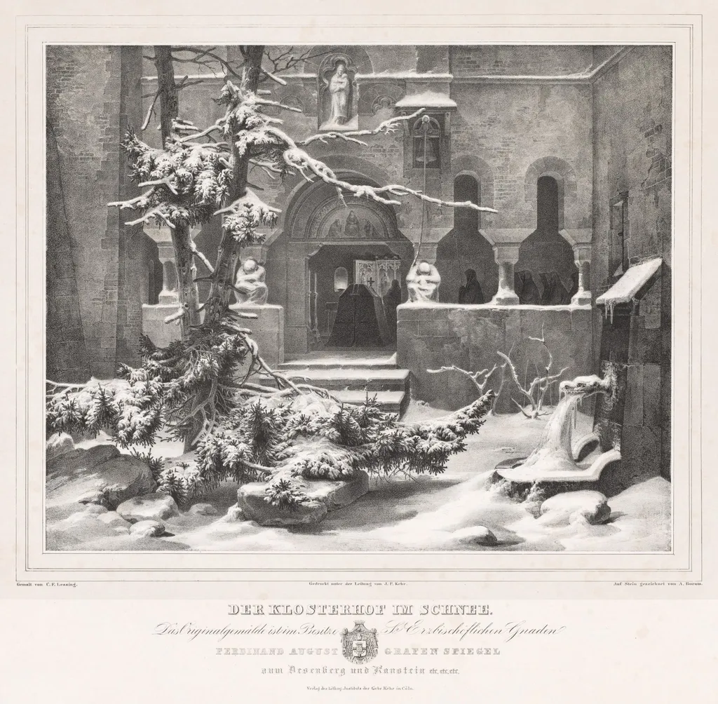 Churchyard with Snow, by Andreas Borum, 1835