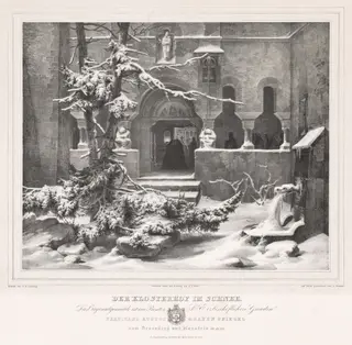 Churchyard with Snow, by Andreas Borum, 1835