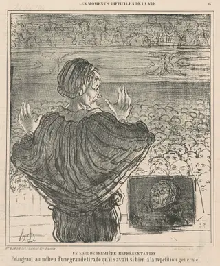 Un soir de première représentation, by Honoré Daumier, ink, 1864