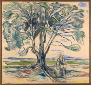 Old Man Sitting under a Tree, by Edvard Munch, oil, 1909