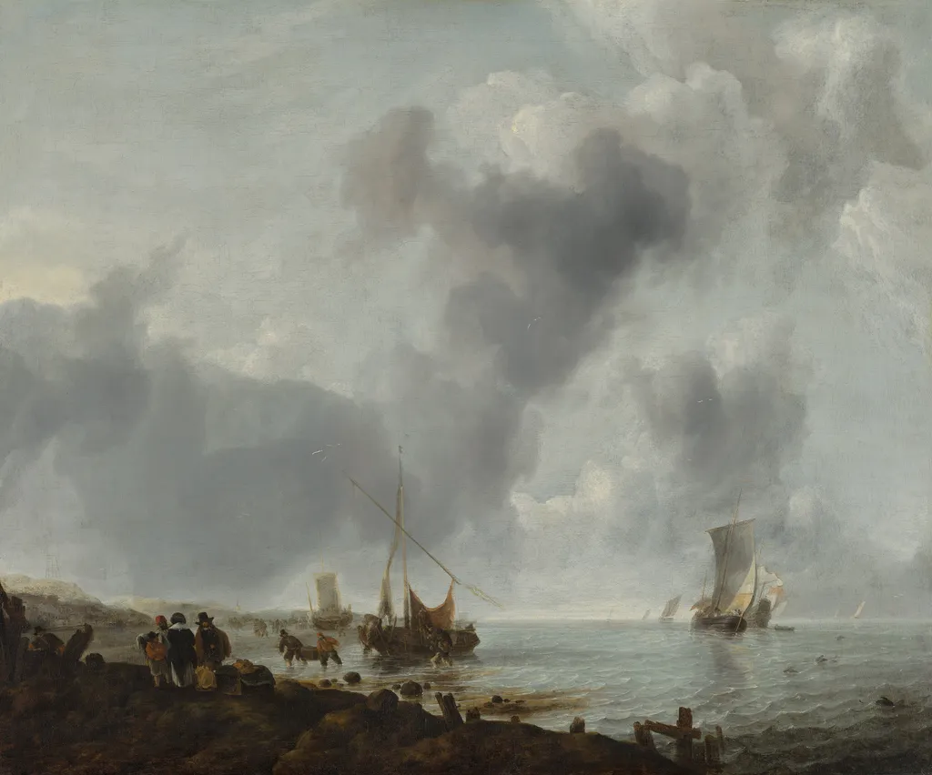 Ships off the Coast, by Jan van de Cappelle, oil, 1651