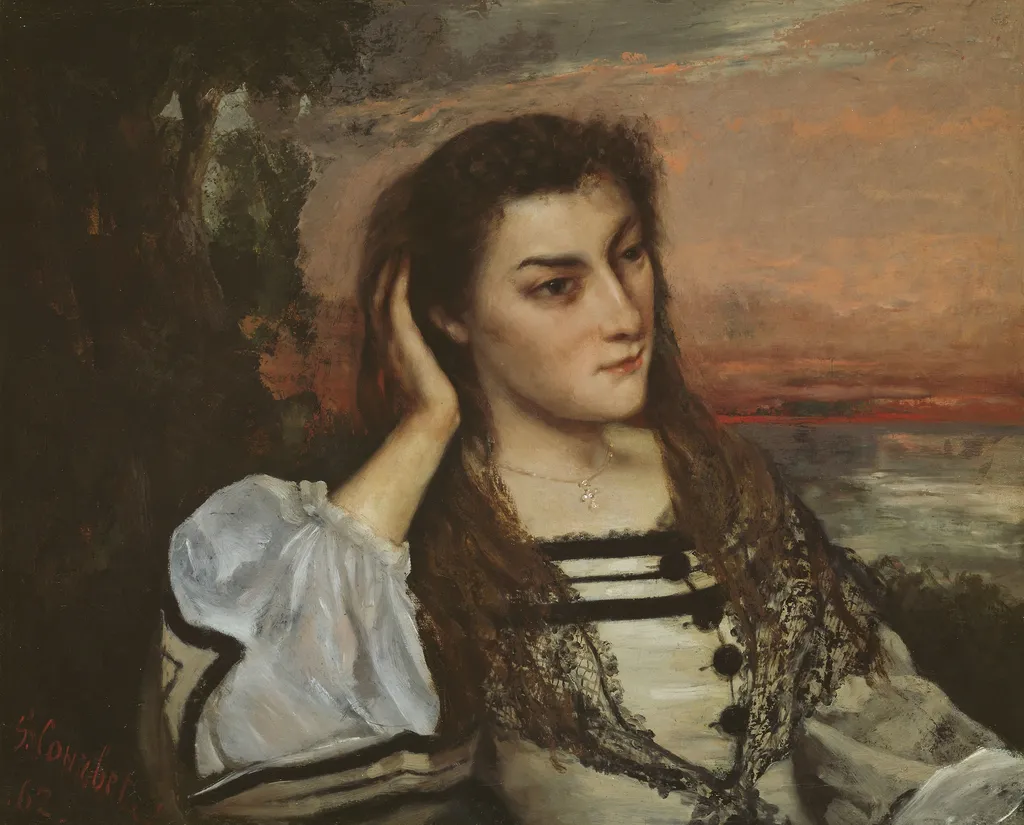 Rêverie (Portrait of Gabrielle Borreau), by Gustave Courbet, unspecified, 1862