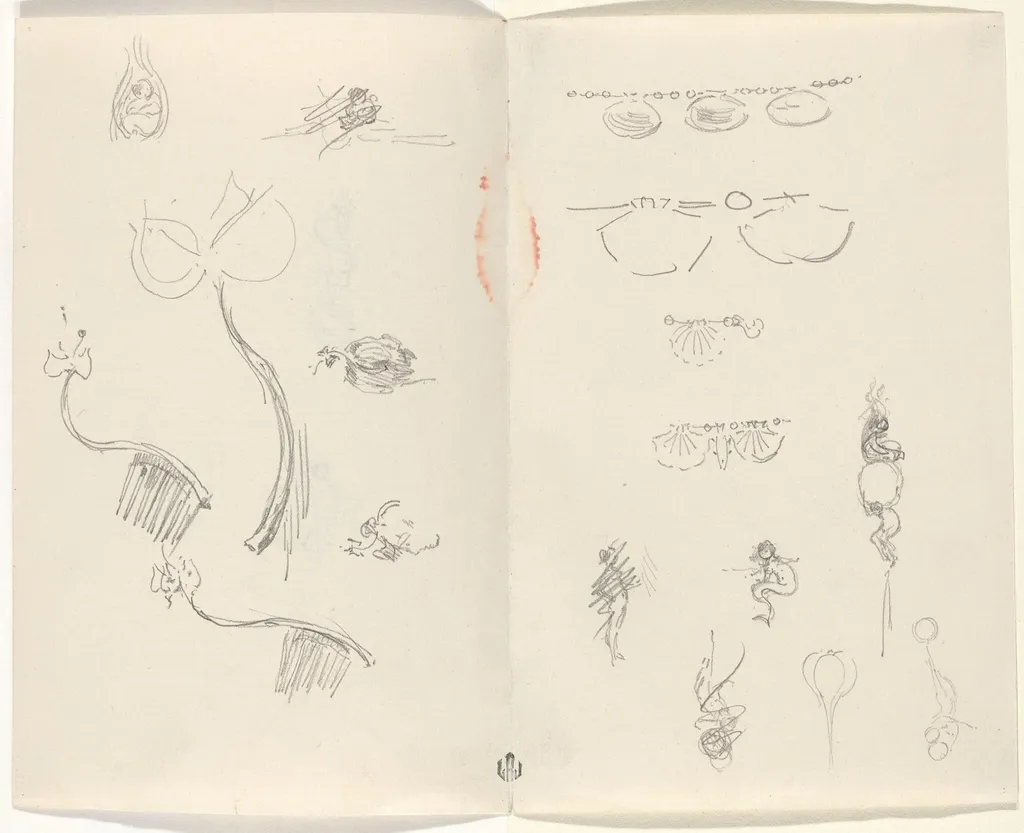 Studies for Jewelry Designs [verso], by Beatrix Godwin Whistler, ink, 1801