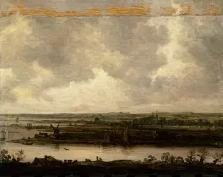 Panoramic view of the river Spaarne and the Haarlemmermeer, by Jan van Goyen, oil, 1644