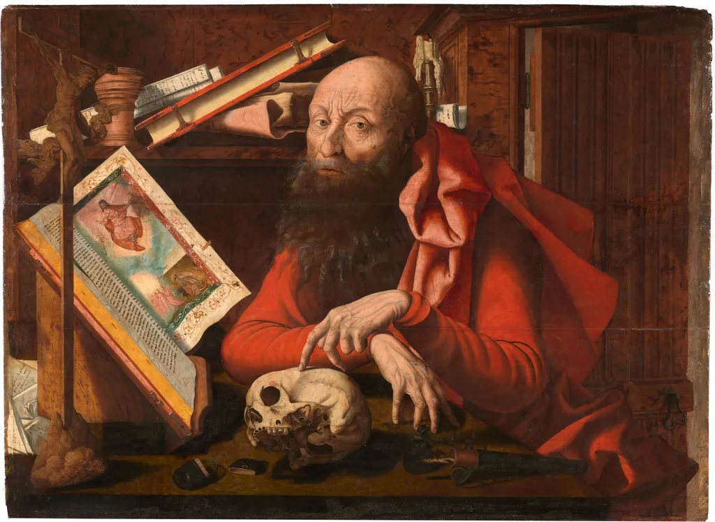 Saint Jerome in his Study, by Marinus van Reymerswaele, oil, 1501