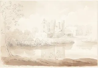 Castle Rheban on the River Barrow, Athy, by James Bulwer, chalk, 1834