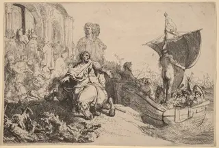 The Ship of Fortune, by Rembrandt van Rijn, ink, 1633