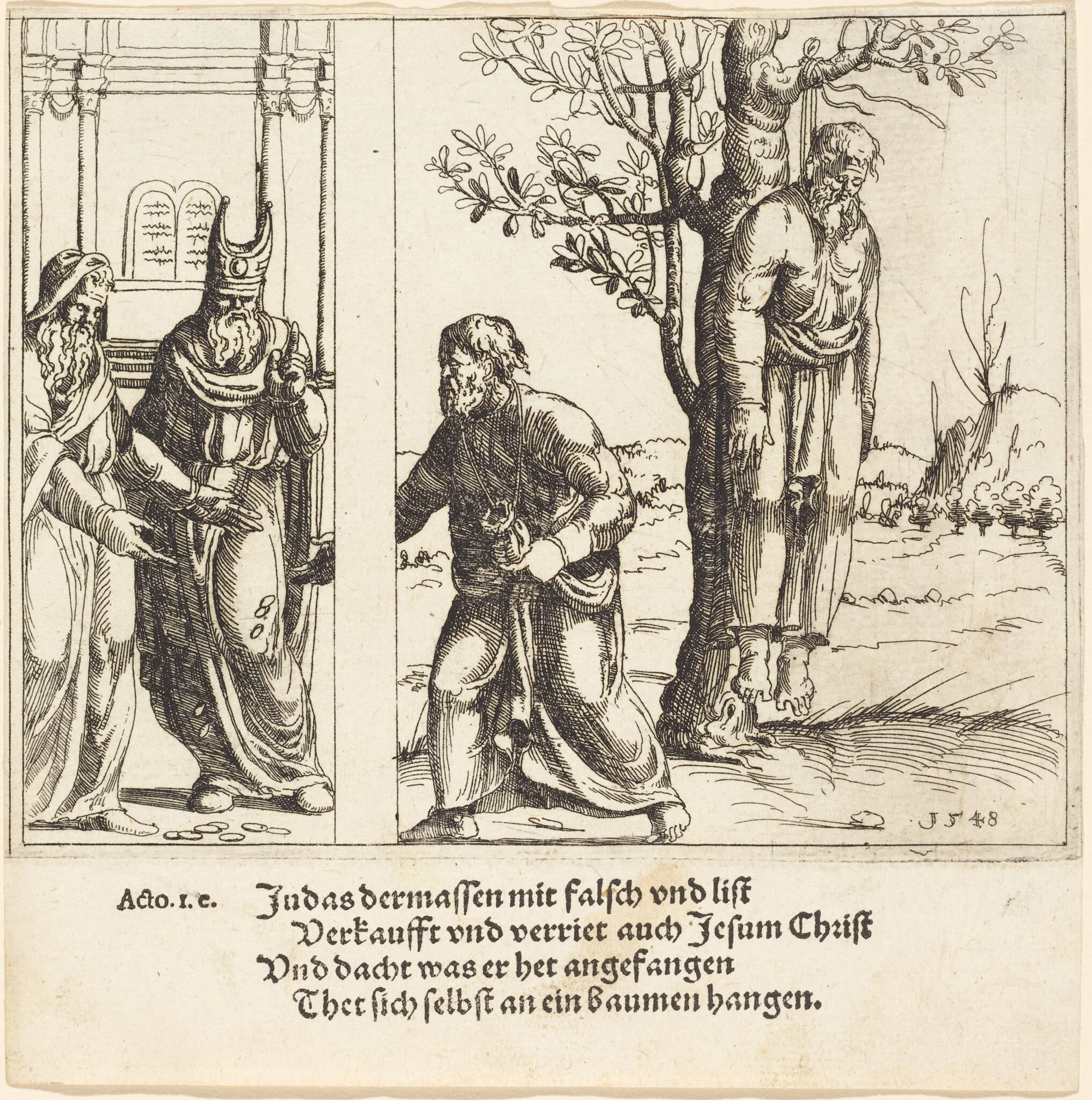 Judas Returns the Thirty Pieces of Silver, detail