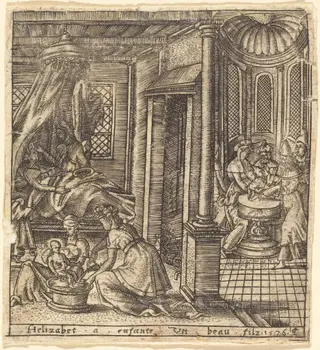 The Birth of John the Baptist, by Léonard Gaultier, ink, 1576