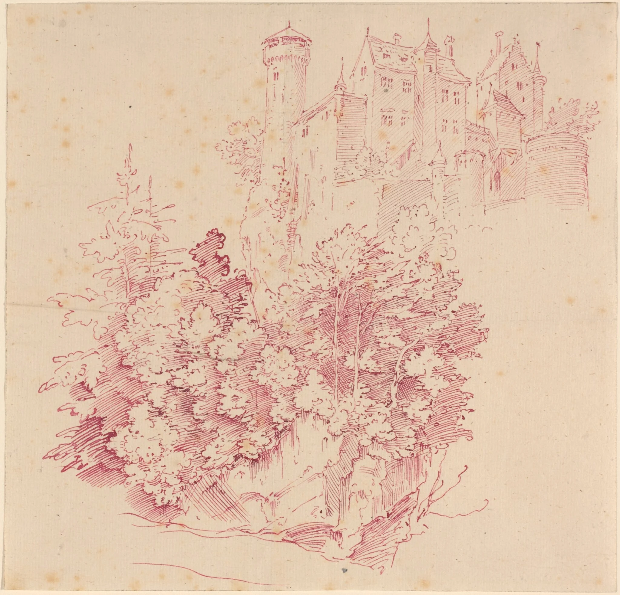 Fortified Castle on a High Cliff, detail