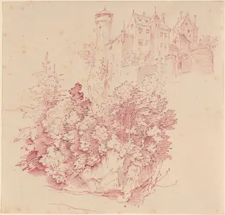 Fortified Castle on a High Cliff, by Moritz von Schwind, ink, 1830