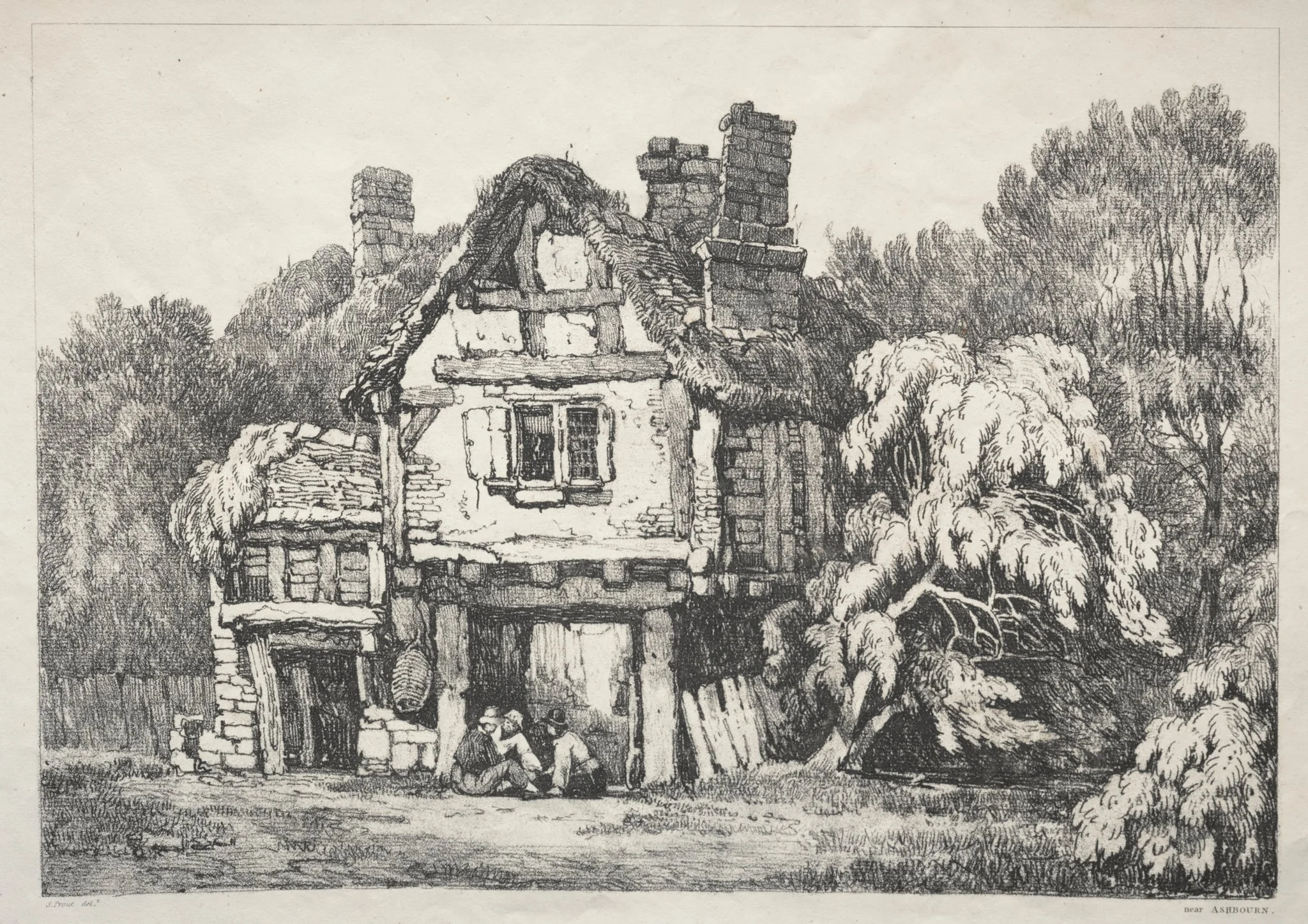 A Series of Ancient Buildings and Rural Cottages in the North of England: Near Ashbourn, detail