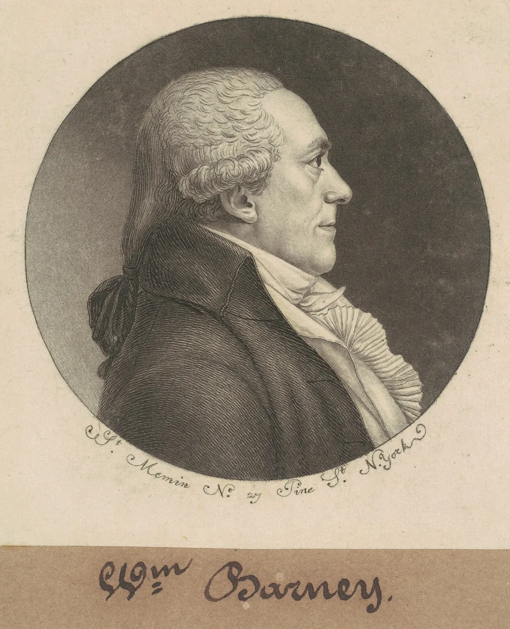William Stevenson Barney, by Charles B. J. Févret de Saint-Mémin, ink, 1798