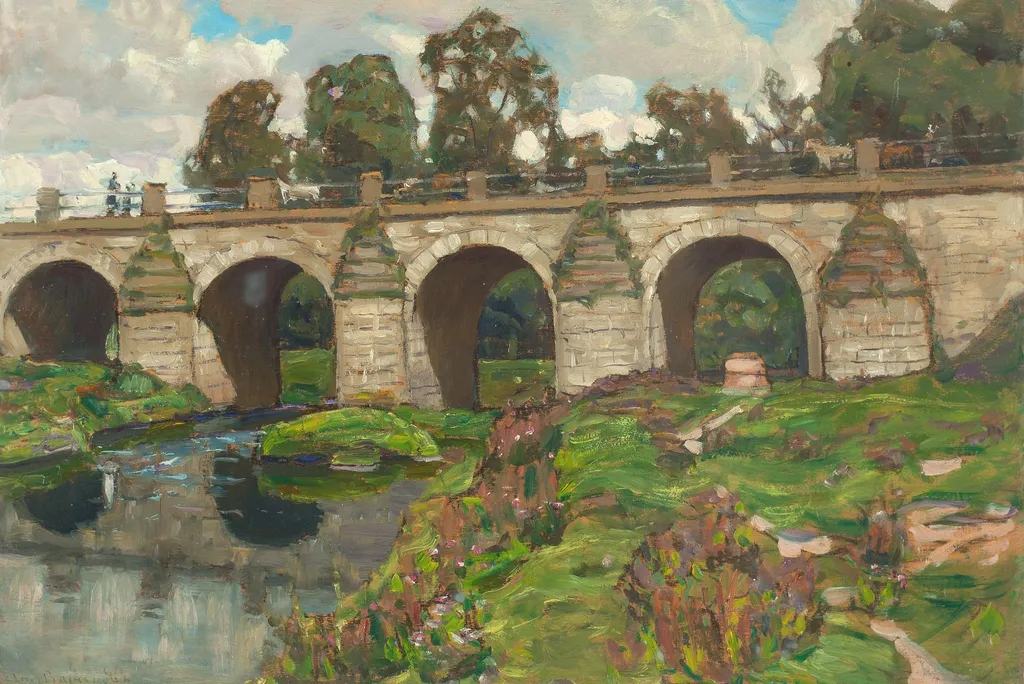 Palace Bridge over the Yauza River. Lefortovo, by Apollinary Vasnetsov, oil, 1904