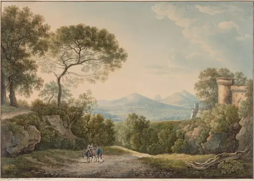View from Tivoli across the Tiber Valley at Sunset, by Franz Kaisermann, graphite, 1813