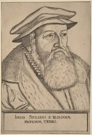 Josias Simler, by Dietrich the Elder Meyer, ink, 1565