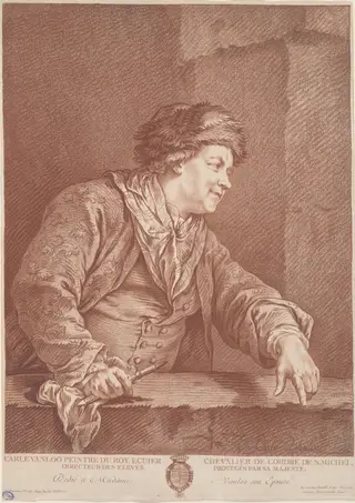 Carle Van Loo, by Gilles Demarteau the Elder, chalk, 1760