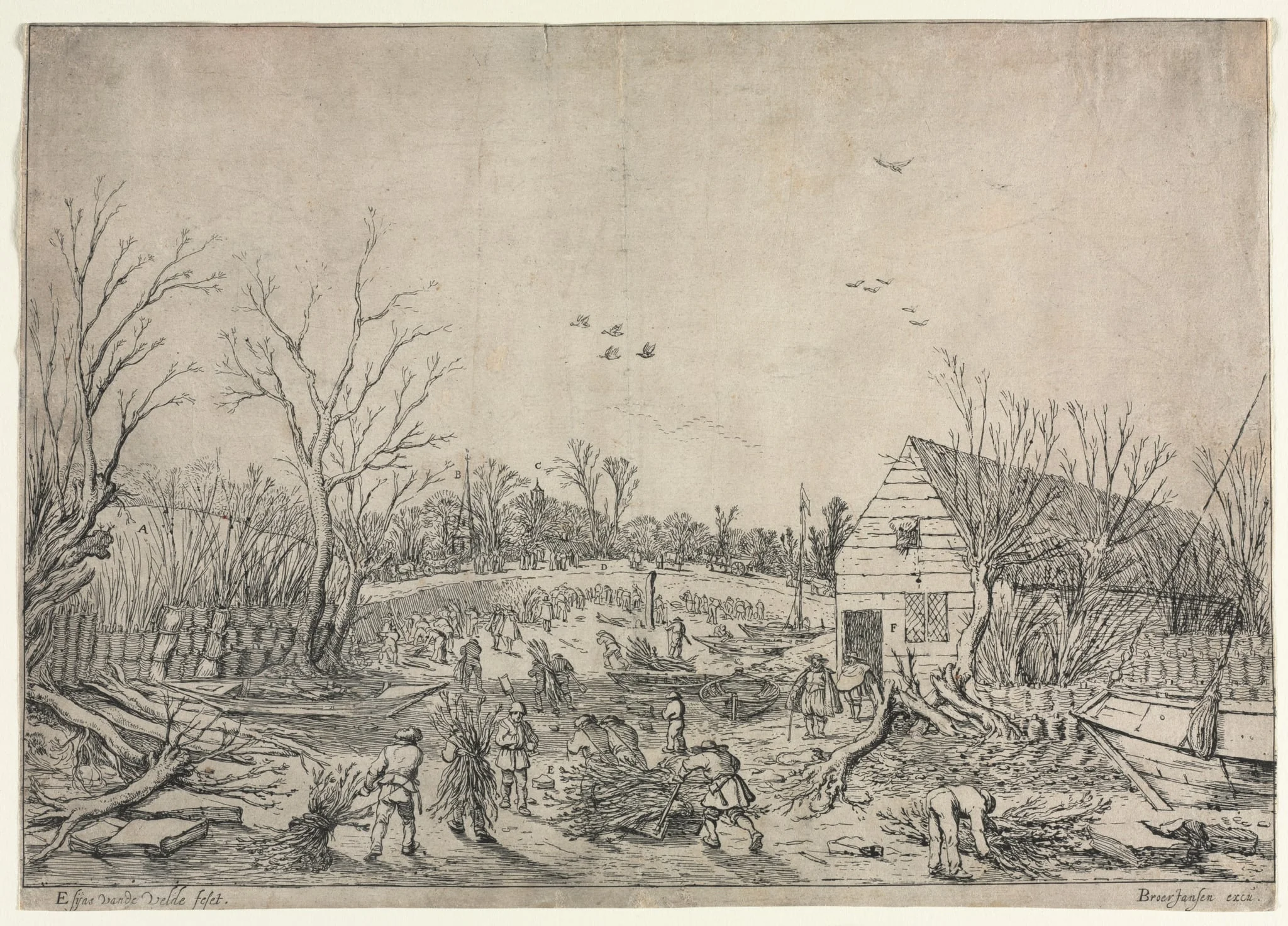 The Great Flood of January 10, 1624 (or Repairing the Broken Dike on the River Lek by Vianen, 1624), detail