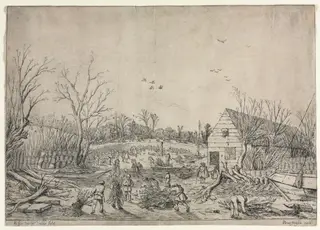 The Great Flood of January 10, 1624 (or Repairing the Broken Dike on the River Lek by Vianen, 1624), by Esaias van de Velde, 1624