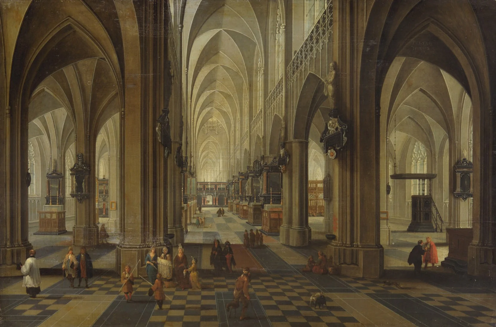 Innenansicht der Kathedrale Nôtre Dame zu Antwerpen, detail