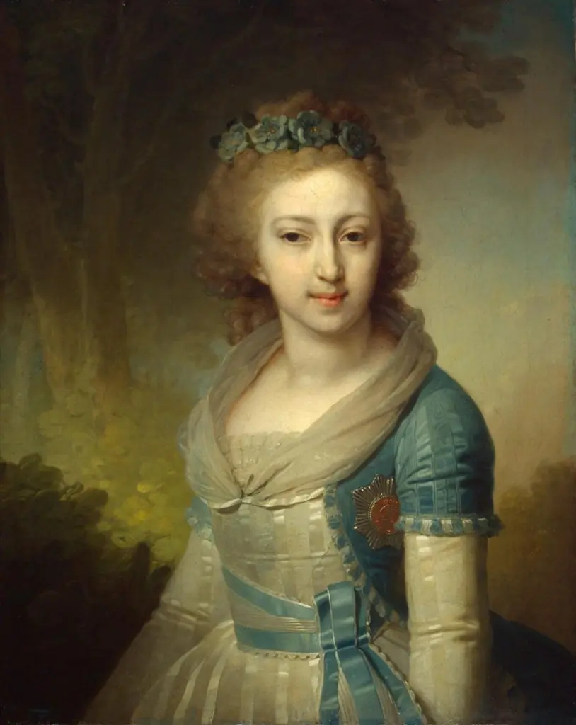 Portrait of Grand DuchessYelena Pavlovna, by Vladimir Borovikovsky, oil, 1798
