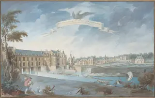 Veüe Et perspective du Chateau de Chenonceaux, by Nicolas Marie Ozanne, gouache, 1770