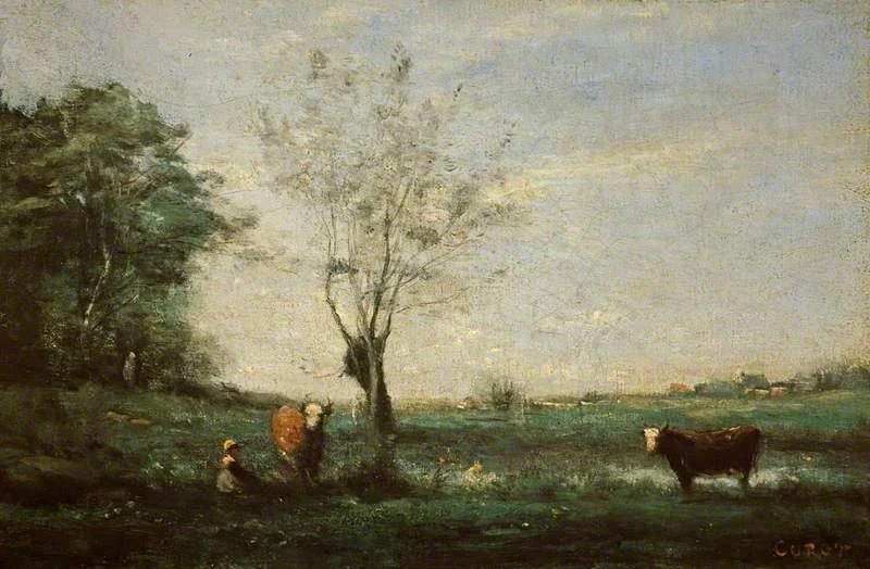 Landscape with Two Cows, detail