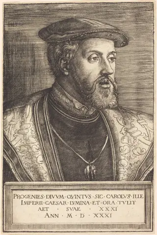 Emperor Charles V, by Barthel Beham, ink, 1531