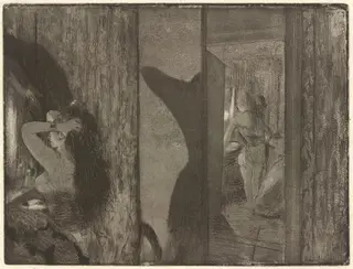 Actresses in Their Dressing Rooms, by Edgar Degas, ink, 1880