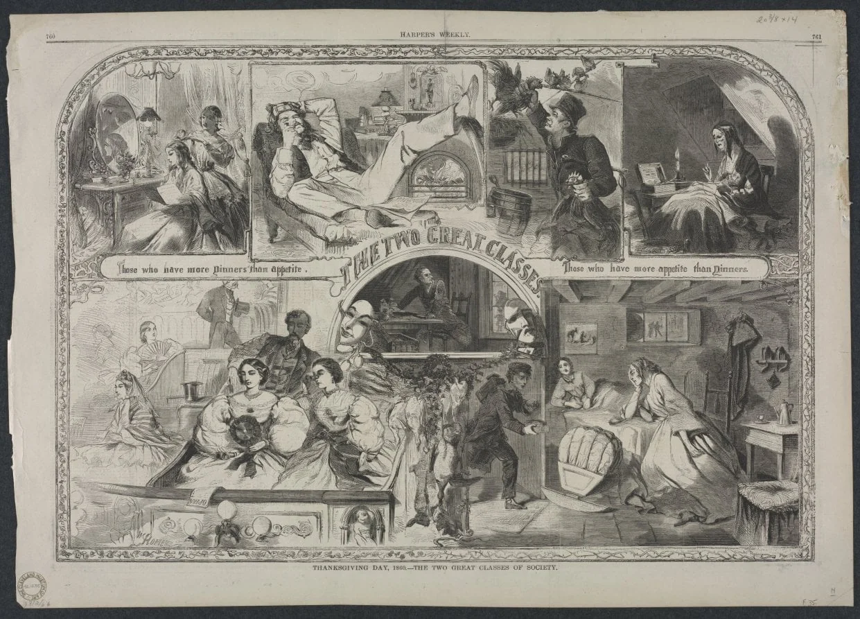 Thanksgiving Day, 1860 - The Two Great Classes of Society, detail