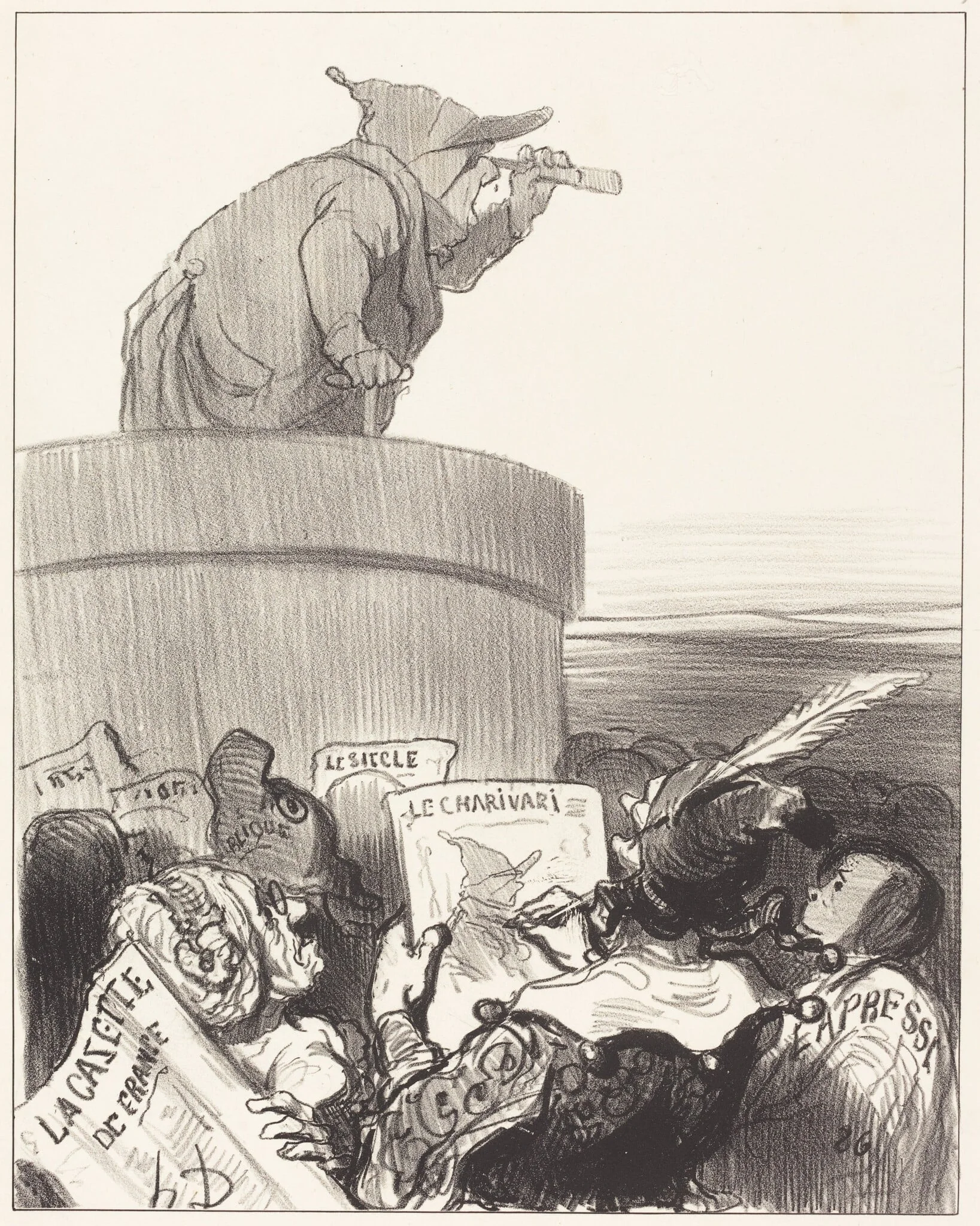 Le Constitutionnel contemplant l'horizon politique, detail