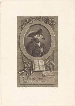 Frederick the Great, King of Prussia, by Remi-Henri-Joseph Delvaux, ink, 1786