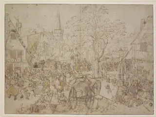 A Village Kermis with a Wedding Feast, by Pieter the Elder Bruegel, 1550