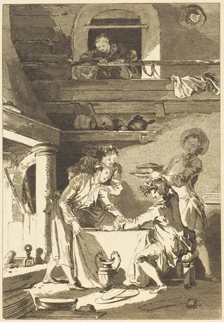 Le pate d'anguilles, by Charles Emmanuel Patas, ink, 1773