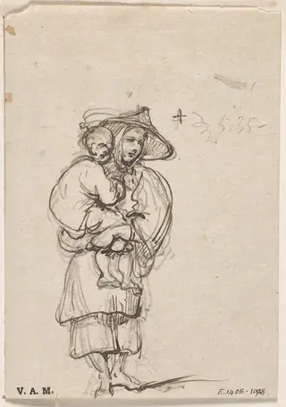 A boatwoman holding a child, by George Chinnery, 8