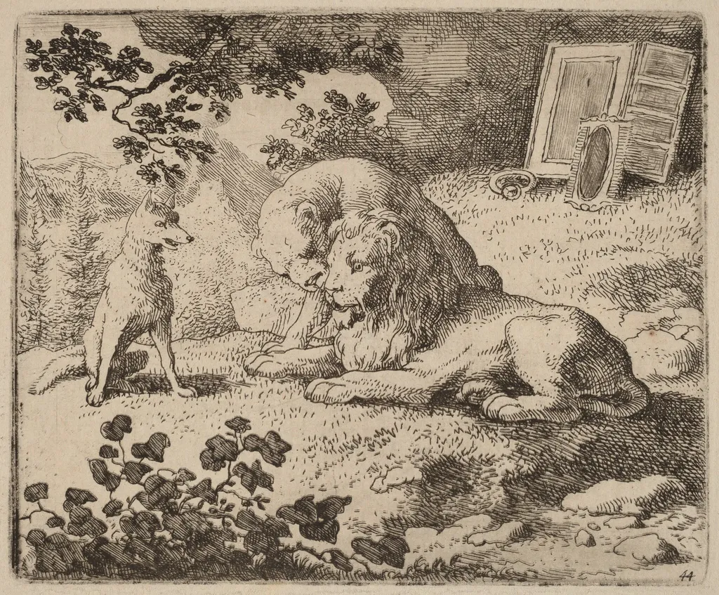 Reynard Describes the Missing Treasures, by Allart van Everdingen, ink, 1650