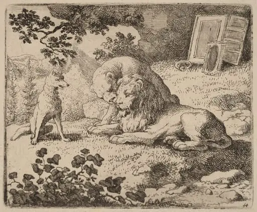 Reynard Describes the Missing Treasures, by Allart van Everdingen, ink, 1650