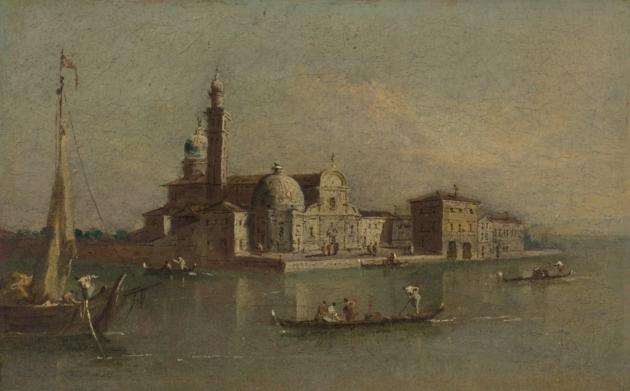View of the Isola di San Michele in Venice, detail