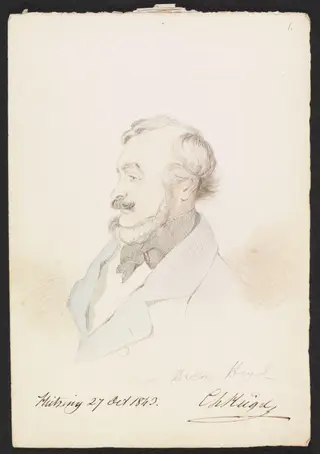Baron Hugel, by Godfrey Thomas Vigne, watercolor, 1843