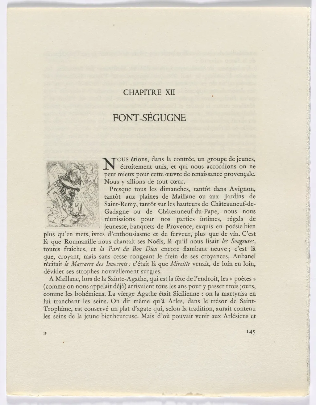 Frédéric Mistral: Mémoires et Recits by Frédéric Mistral: bust of old man (page 145), by Auguste Brouet, 1937