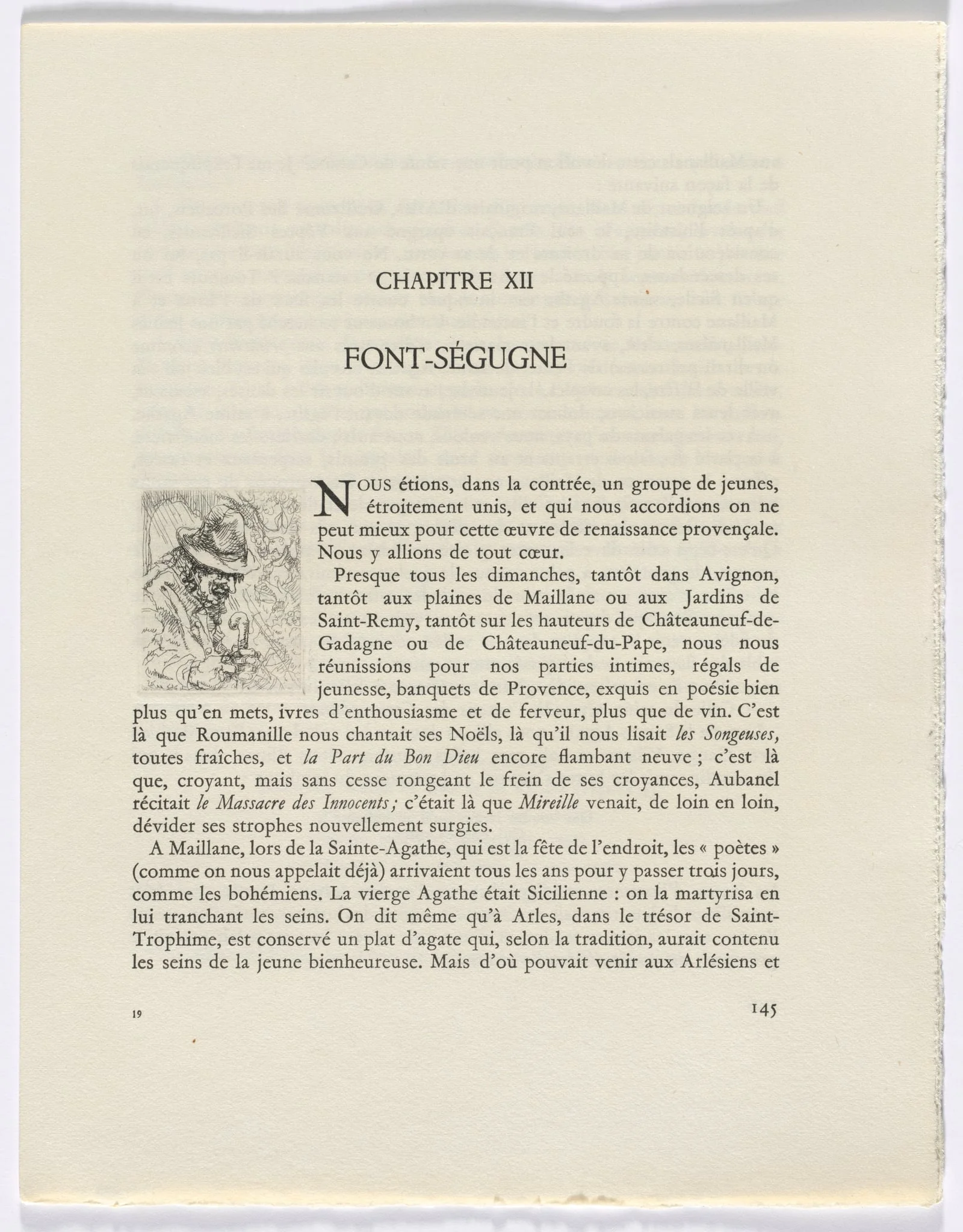 Frédéric Mistral: Mémoires et Recits by Frédéric Mistral: bust of old man (page 145), detail