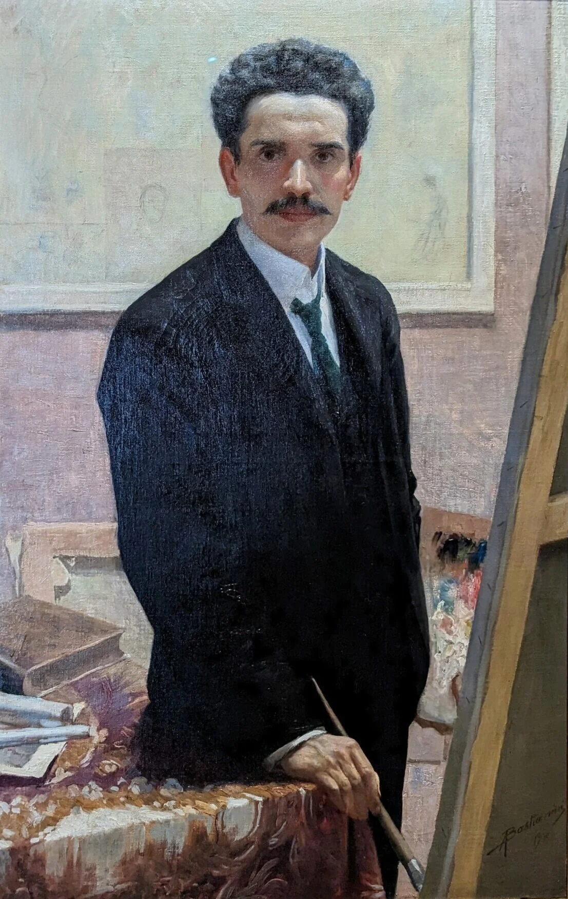 Self-portrait of Augusto Bastianini, detail