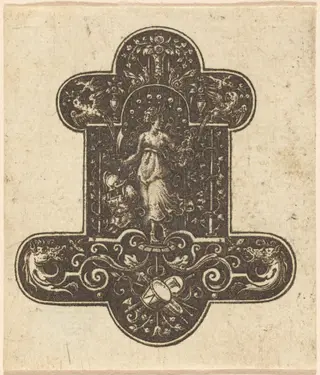 Judith with the Head of Holofernes, by Etienne Delaune, ink, 1551
