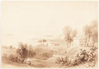 Gowanus Heights, Brooklyn, by William Henry Bartlett, ink, 1836